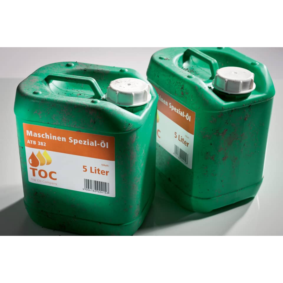 Ölkanister, 5 Liter, Maschinenöl, grün, Etikett orange