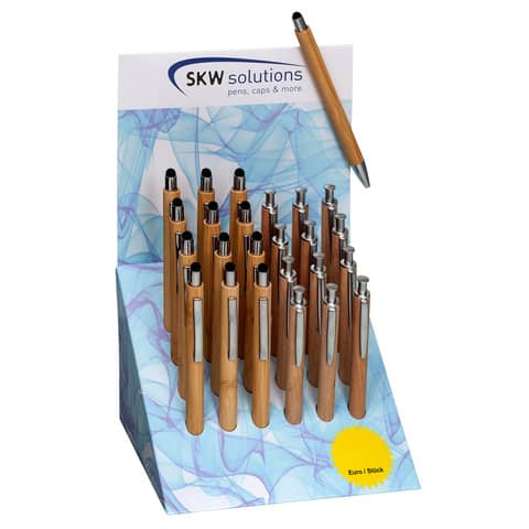 Druckkugelschreiber Tree Holz schwarz  im Display SKW 4631124