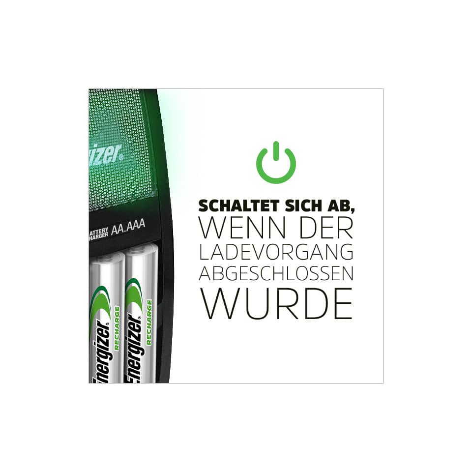 AA-Batterien, Aufladbare Batterien, Batterieladegerät, Grün, Power-Symbol