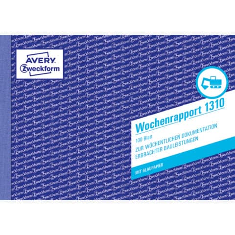 Wochenrapport mit Blaupapier, A5 quer, 100 Blatt AVERY ZWECKFORM 1310