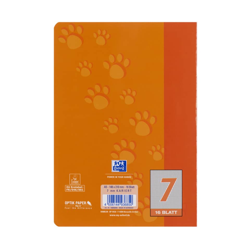 Notizblock, Notizblock A5, Papierblock, Kaliert 7, Orangene Farbe