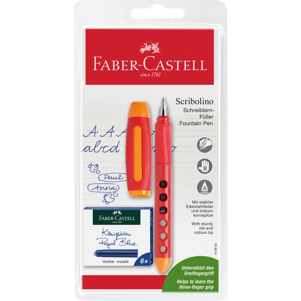 Scribolino Füller, Fountain Pen, Tintenfass, Dreikantgriff, Edelstahlnib