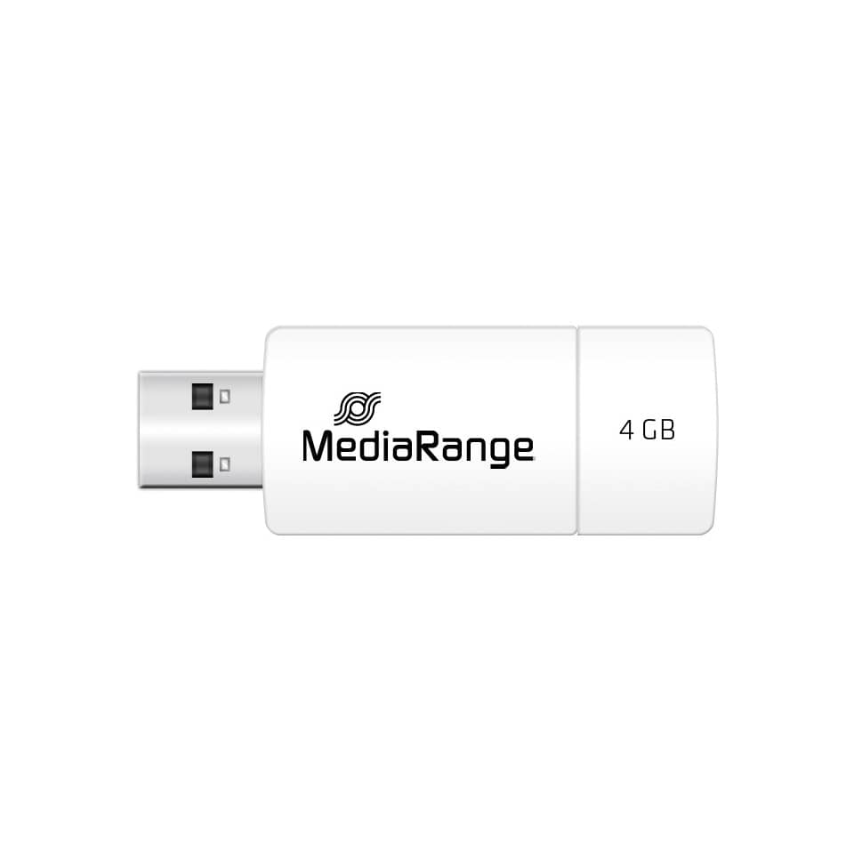 USB-Stick, 4 GB, Metallisch, Weiß, Flashspeicher