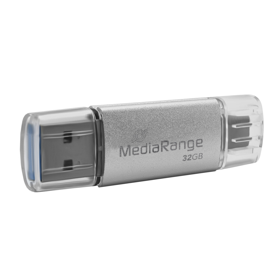 USB-Speicher, 32 GB, Metall, Silber, Kappe frei