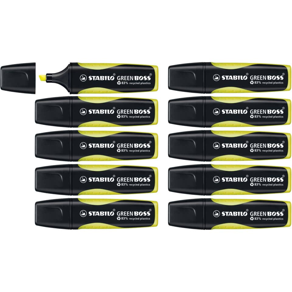 Marker, Highlighter, Stabilo, Green Boss, recycled plastics