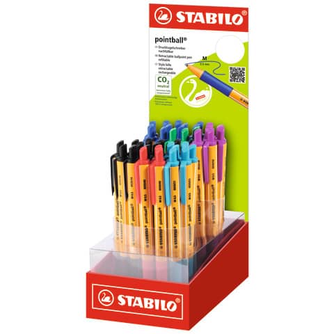 Display Kugelschreiber Pointball, 38 Stück, sortiert STABILO D6030/38-03