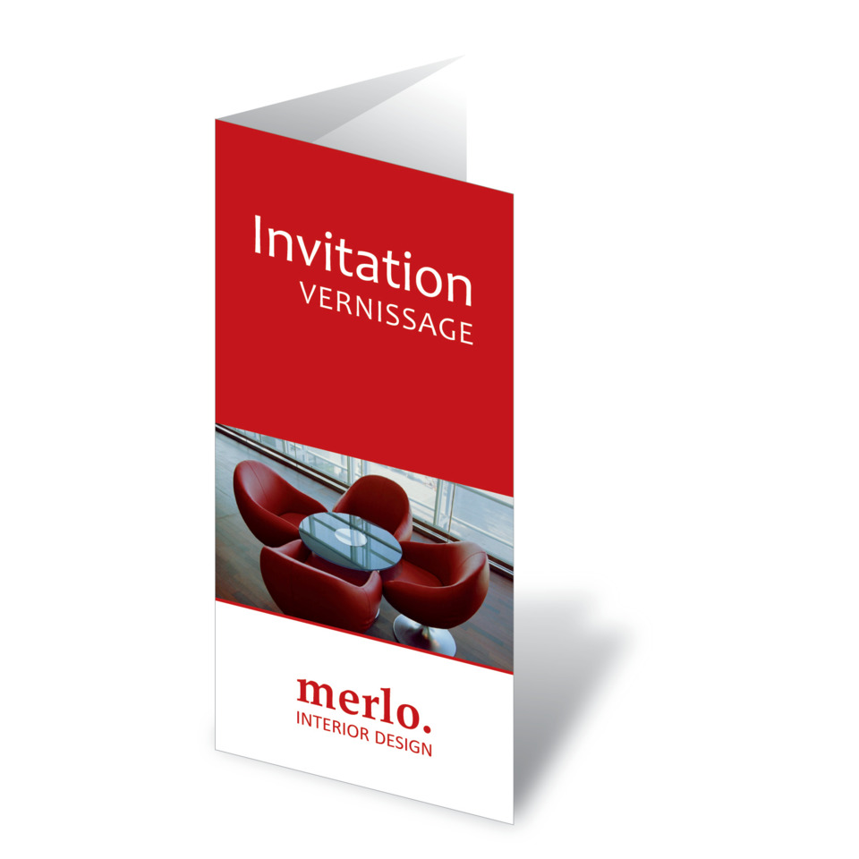 Einladung, Vernissage, Inneneinrichtung, Interiordesign, Montage, Invitation, Vernissage, Interior design, Merlo, Red color