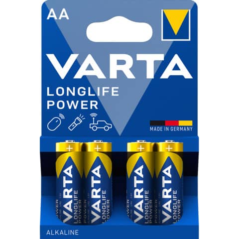 Batterie Alkali-Mangan Longlife Power, LR6/AA/Mignon, 4 Stück VARTA 04906121414 Batterie Alkali-Mangan Longlife Power, LR6/AA/Mignon, 4 Stück VARTA 04906121414