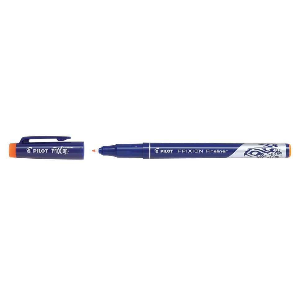 Marker, Fineliner, Blau, Orangene Kappe, Kappenclip