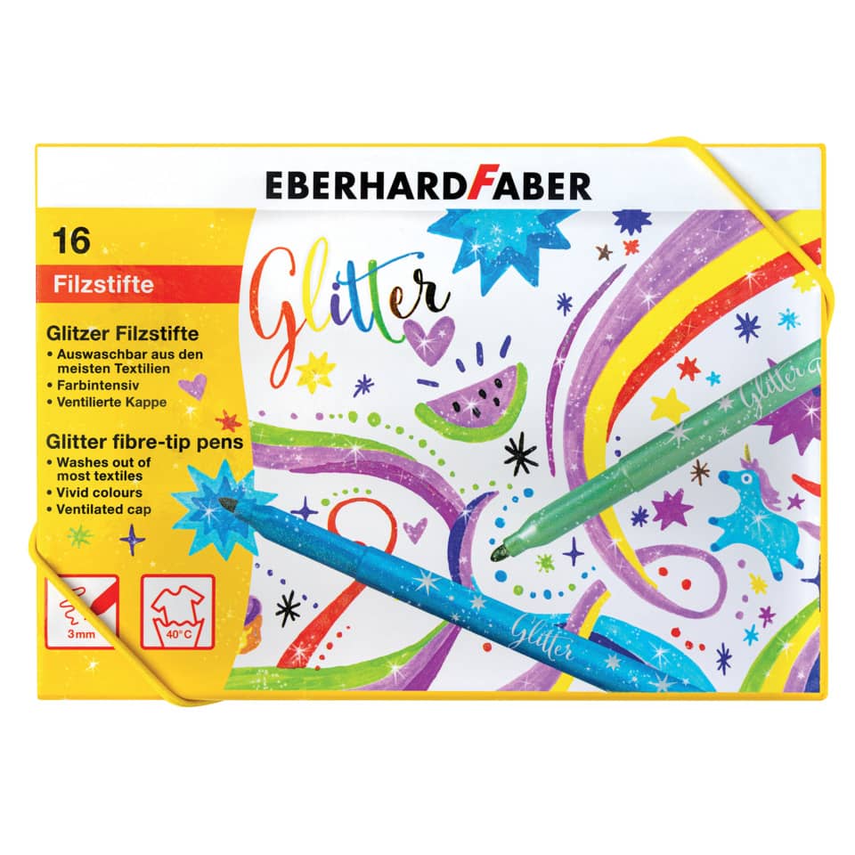 Fasermaler Glitzer, 16 Stück, sortiert EBERHARD FABER 551016