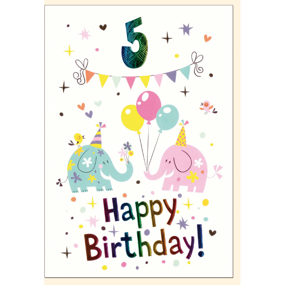 Geburtstagskarte, Elefant, Ballon, Pastellfarben, Happy Birthday
