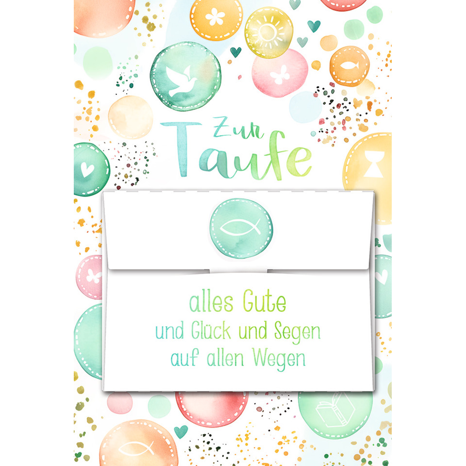 Taufe, Grußkarte, Blaugrün, Kartenmotiv, Karte mit Muster
