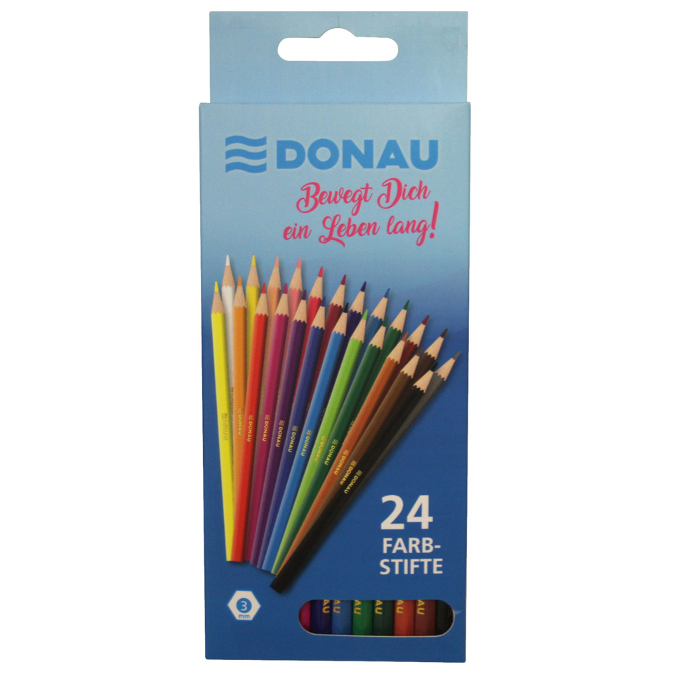 Buntstifte, Bleistifte, Holzstifte, 24 Farben, Schachtel