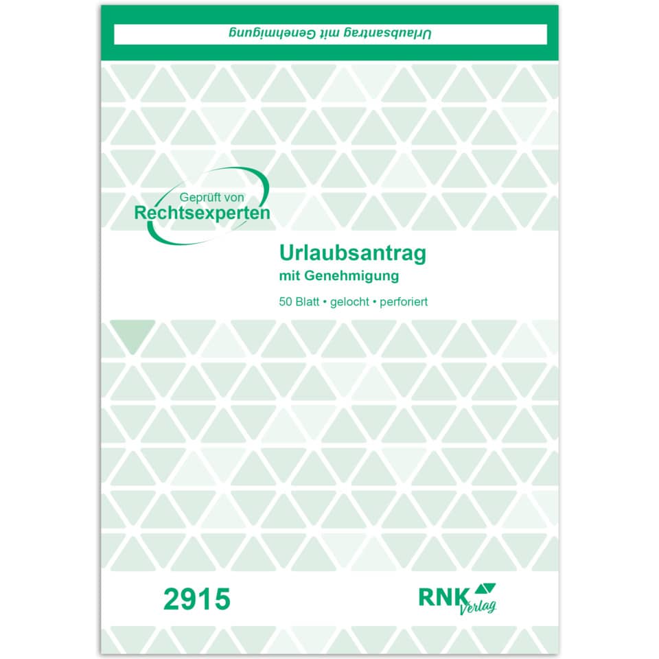 Urlaubsantrag, Geprüft, 50 Blatt, Luftige Muster, Perforiert