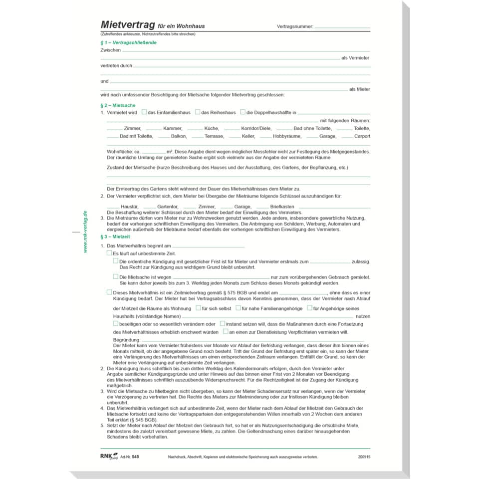 Mietvertrag, Wohnhaus, Kopie, Vertragsformular, Mietverhältnis
