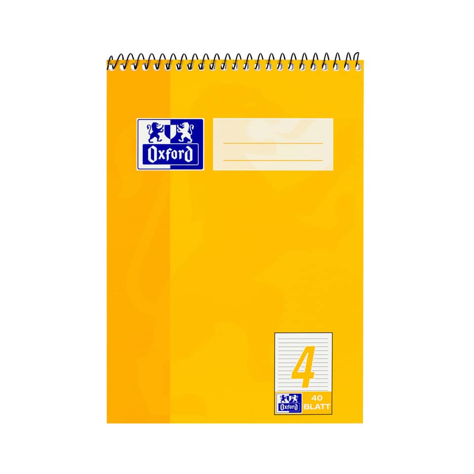 Spiralblock, A5, 40 Blatt, Lin.4, liniert, gelb OXFORD 100050387