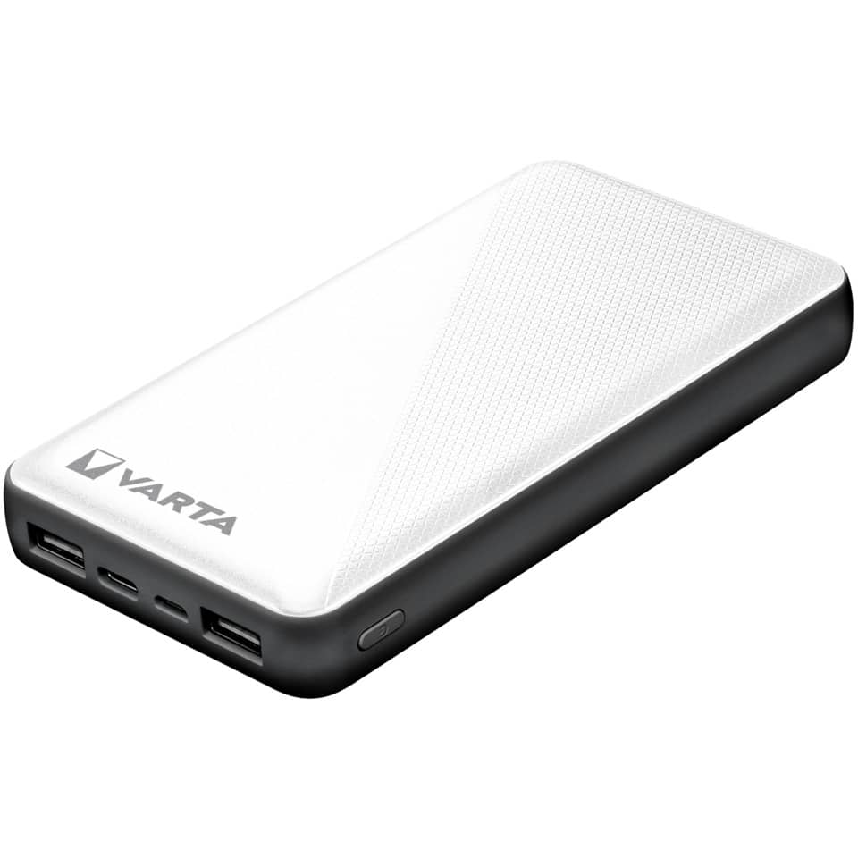 externer akku, Powerbank, USB-C, 2x USB, weiße Oberfläche