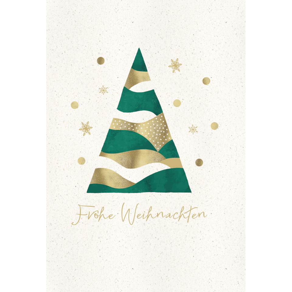 weihnachtskarte, weihnachtsbaum, goldfarben, grün, personalgrenze