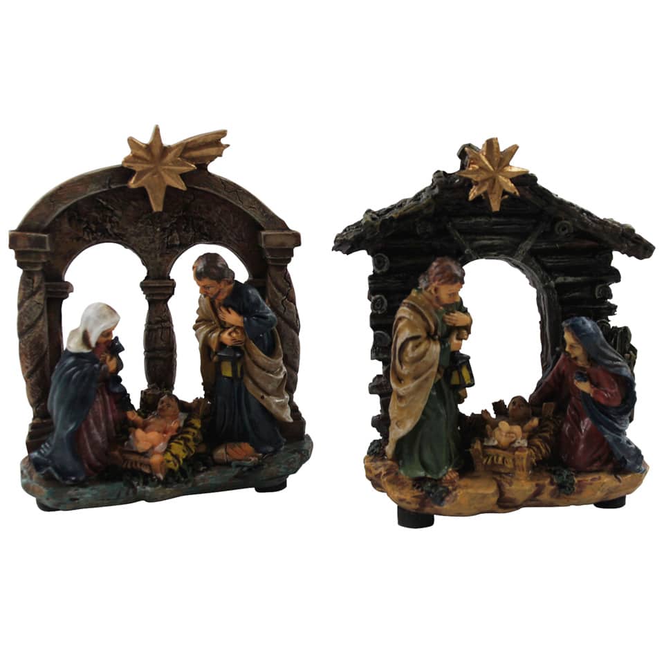 Krippe, Weihnachtskrippe, Figuren, Szenen, Holz/Naturstein-Optik
