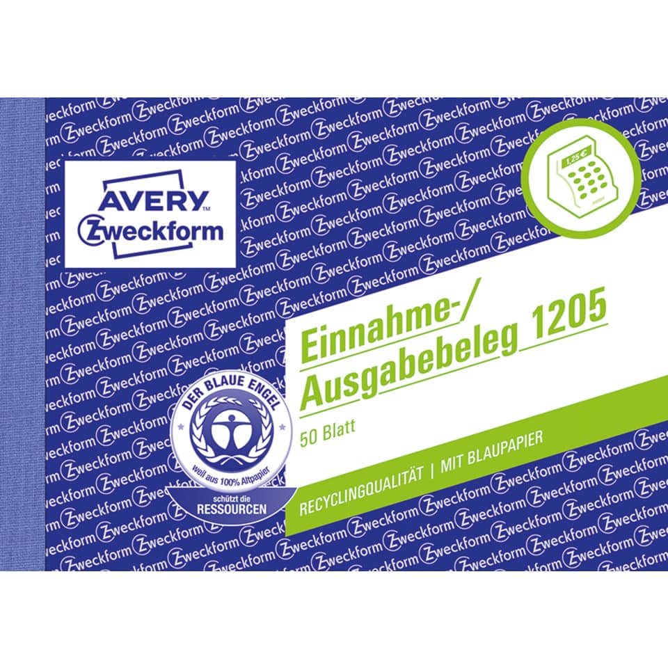Notizblock, Ausgabebegle, Blaues Muster, Recyclingpapier, 50 Blatt