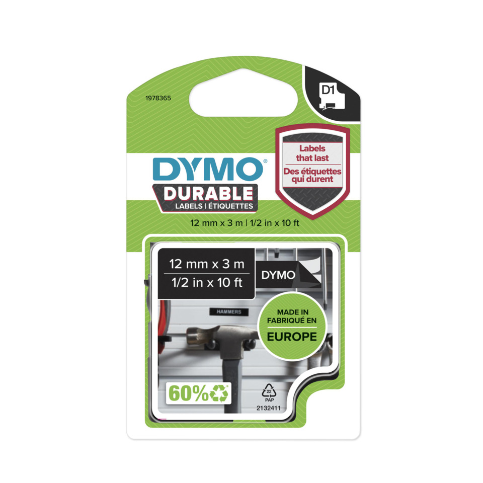 Dymo Etiketten, Etikettenband, 12 mm, 3 m, EUROPA-Verpackung
