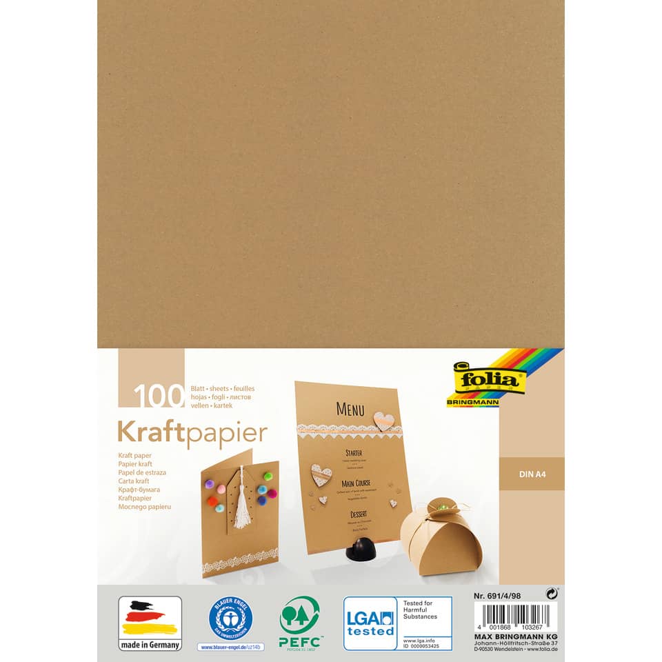 Kraftpapier, Kartenbox, Menükarte, DIN A4, Bringenmann Folia