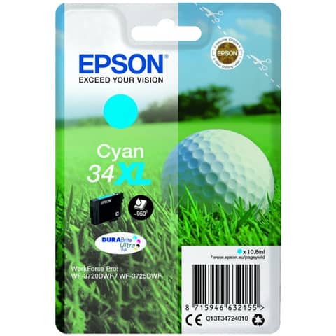 Inkjetpatrone Nr.34XL cyan EPSON C13T34724010