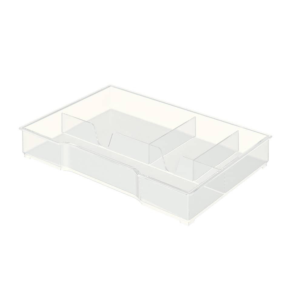 Schubladenorganizer, Klare Kunststoffschale, Trennwände, Schubladenkorb, Arrangeur