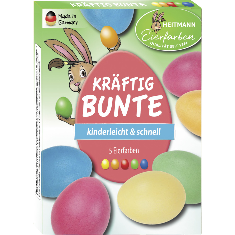 Eierfarben, Kinderkasten, Bunte Eier, Eierfarben-Set, 5 Eiersfarben