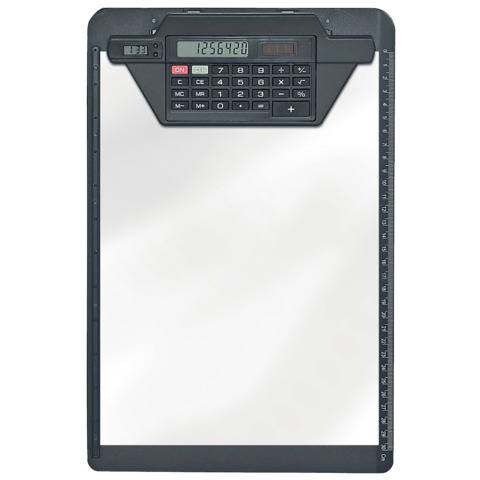 Schreibplatte A4 aus Polystyrol, mit 8-Digit-Solar-Rechner, Papieranschlagkante links ECOBRA 792250