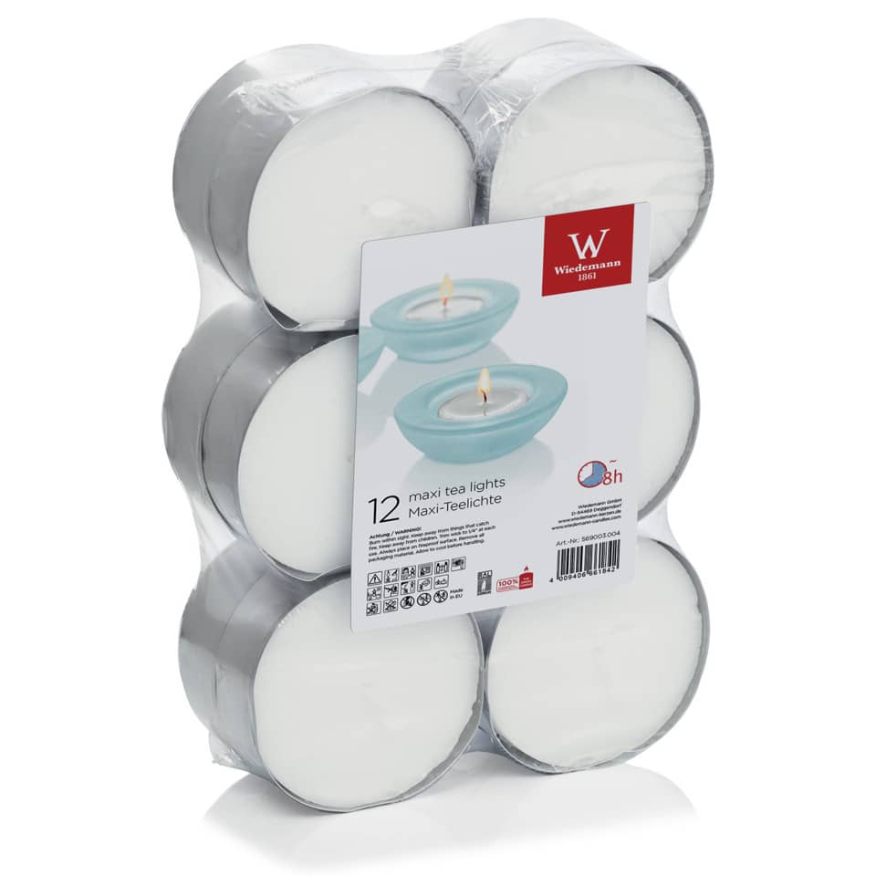 Teelicht, Stumpenkerze, Votivkerze, 12 Stück, Wachskerzenpaket