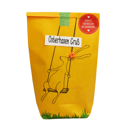 Osterhasen-Gruss, Geschenktüte, Gelb, Hase, Motiv drawing