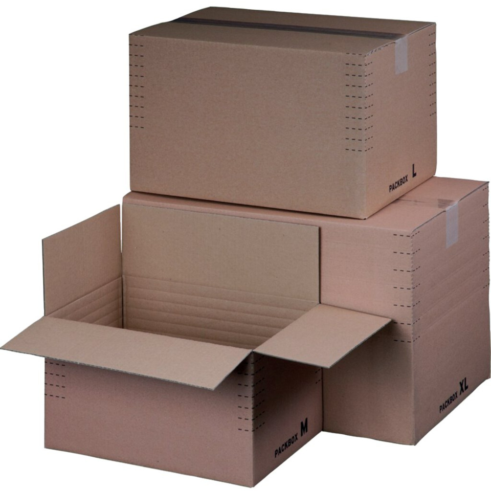 Kartonbox, Umzugskiste, Versandkarton, geöffnet, verschiedene Größen