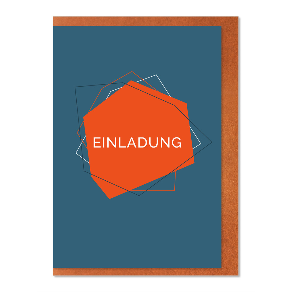 Einladung, Karte, Abstrakt, Geometrische Formen, Orange Quadrat