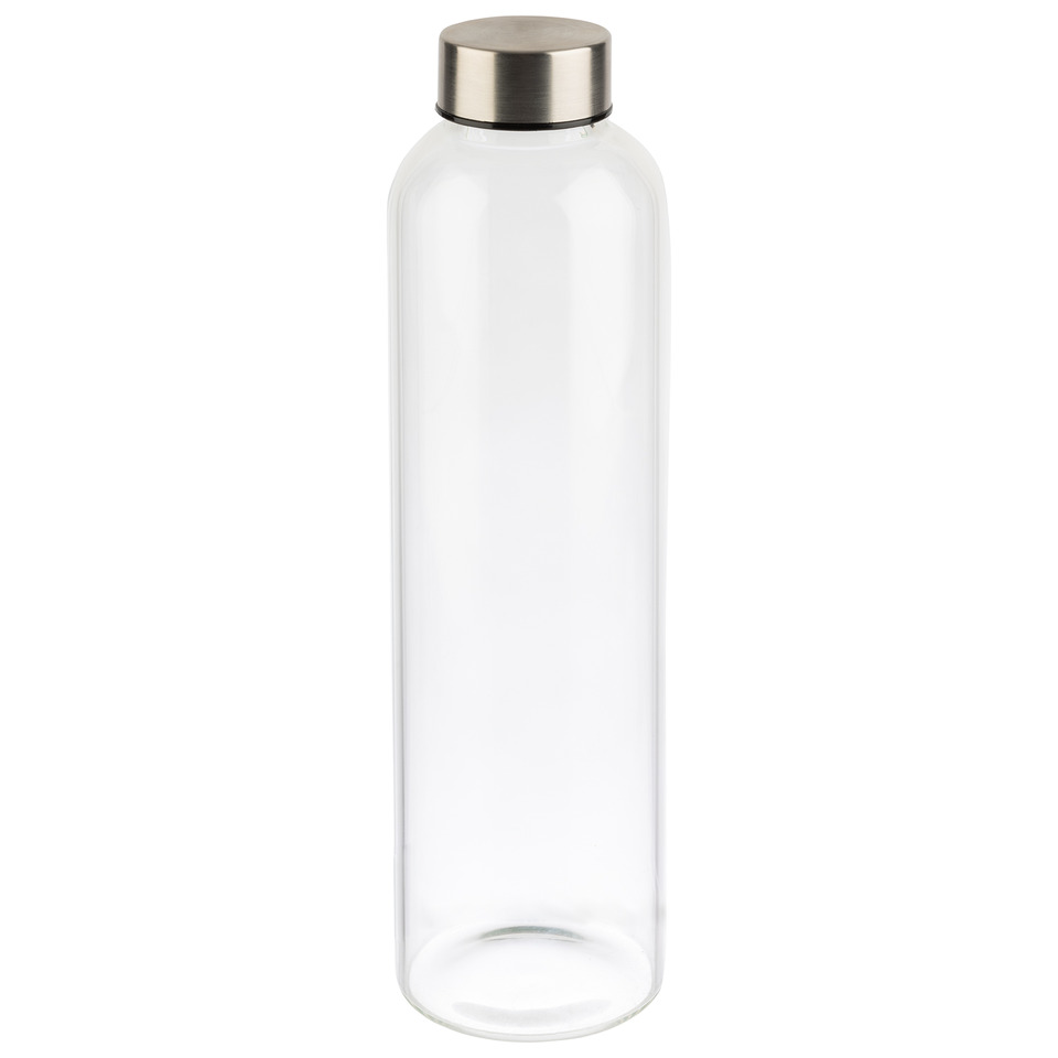 gläserneFlasche, Trinkflasche, Glasbehälter, Stahldeckel, transparent