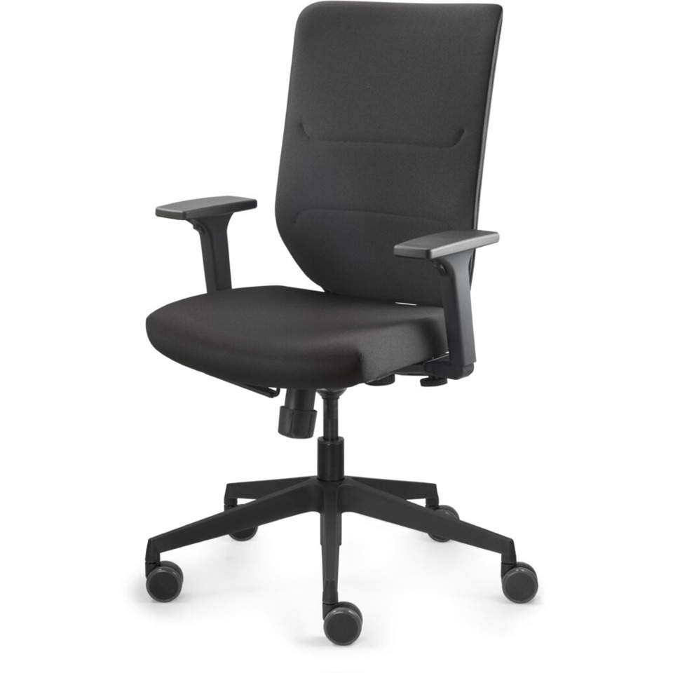 Bürostuhl, mit Rollen, Höhenverstellbar, Schwarz, Gepolstert
