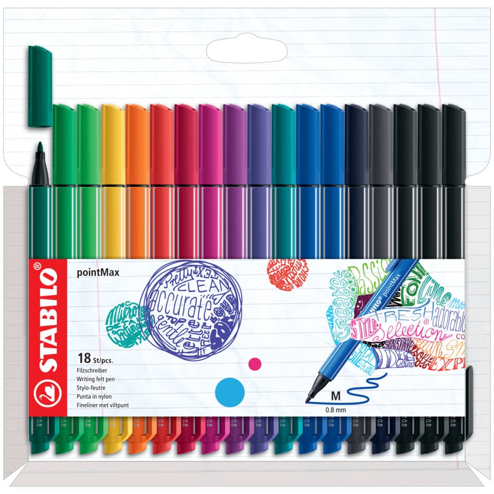 Marker-Set, Farbmarker, Nylon-Finliner, Kunstbedarf, Kappen-Drehmechanik