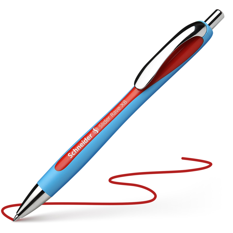  Kugelschreiber, blauer Stift, roter Tintenfaden, Klemmclip, Metallspitze