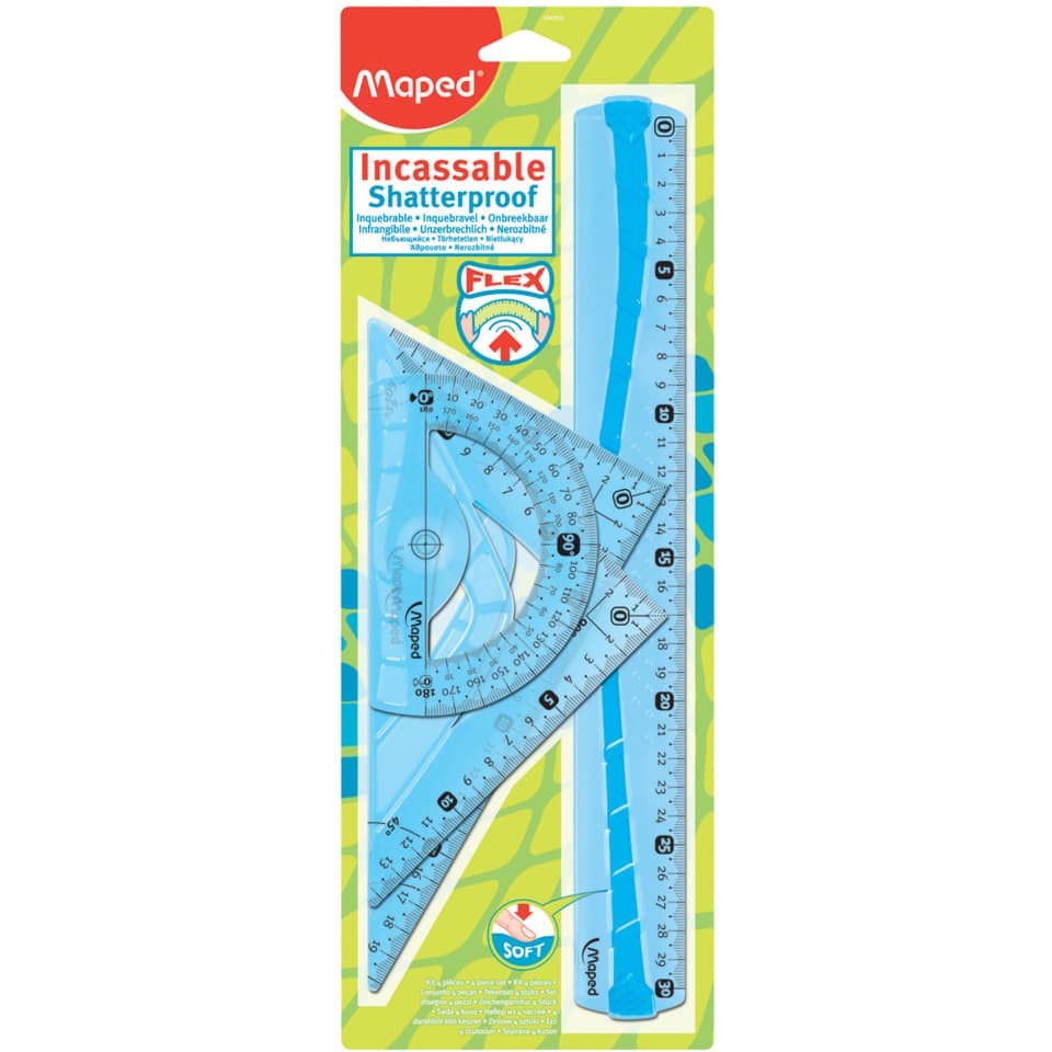 Schulset, GeometrieSet, Lineal, Protractor, Rulier