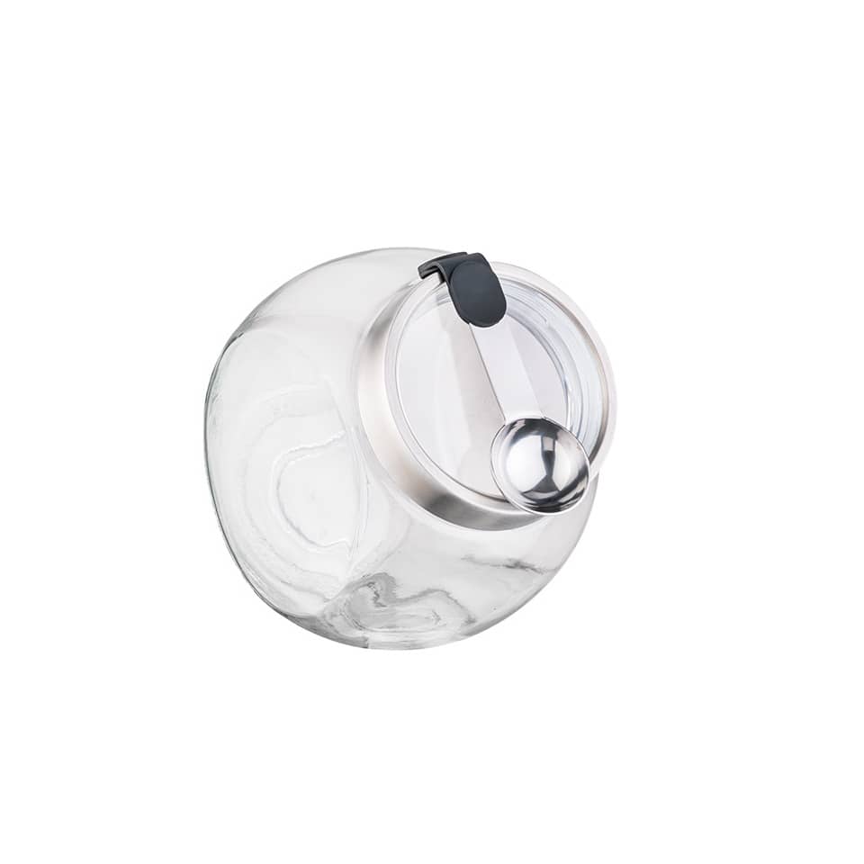 Glasbehälter, Teedose, Kanne, Dose mit Deckel, Messlöffel