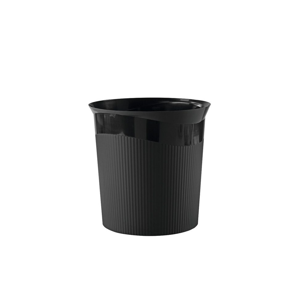  trash can,  schwarz,  gerippt,  aufrecht,  material unknown
