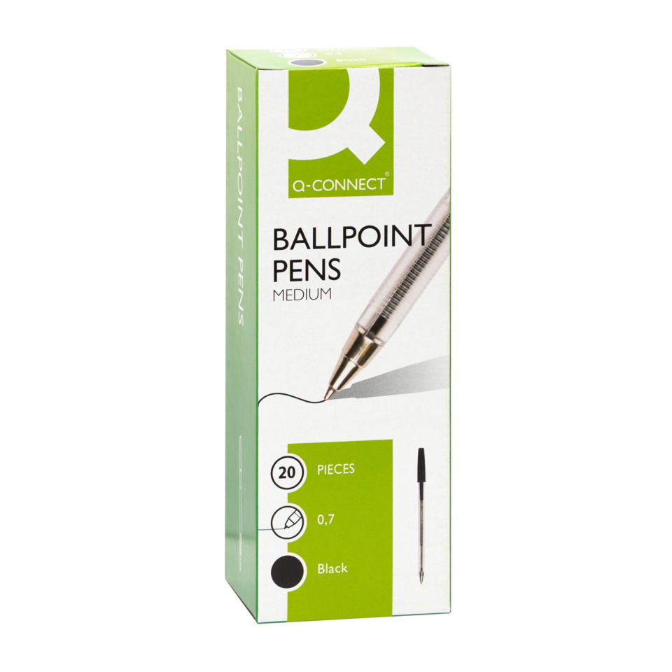 Ballpoint Pens, Medium, 0.7, Schwarz, 20 Stück