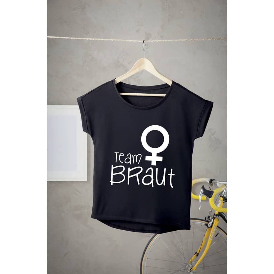 T-Shirt, Schwarz, Team Braut, T‑Shirt, Brautschuh?