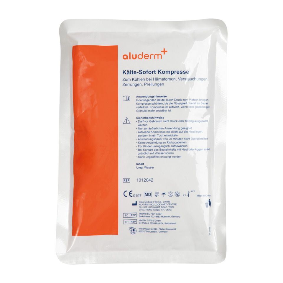 Compress, Kühlpack, medizinische Beutel, orange Streifen, aluderm+