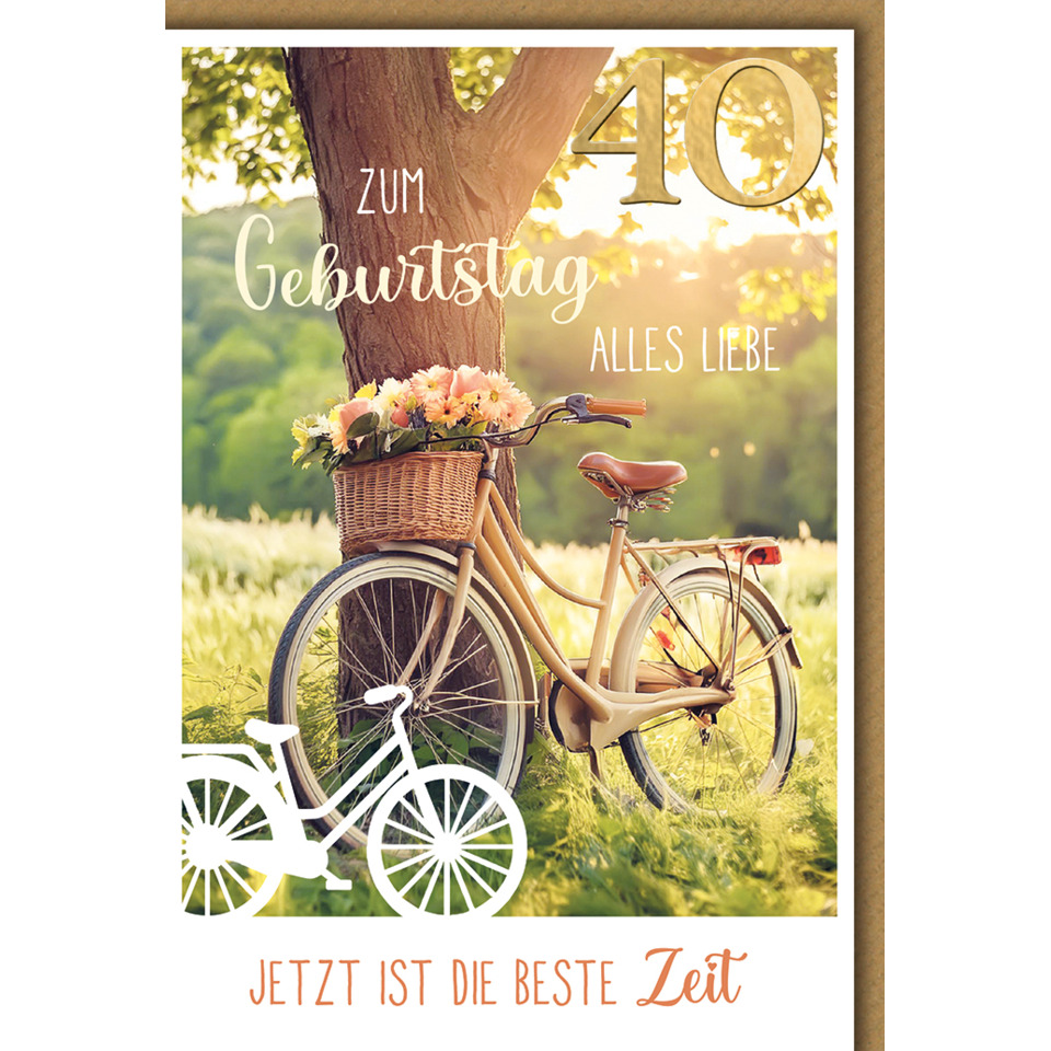Fahrrad, Blumenkorb, Sichtbare Dekoration, Geburtstagskarte, Zeitmotiv