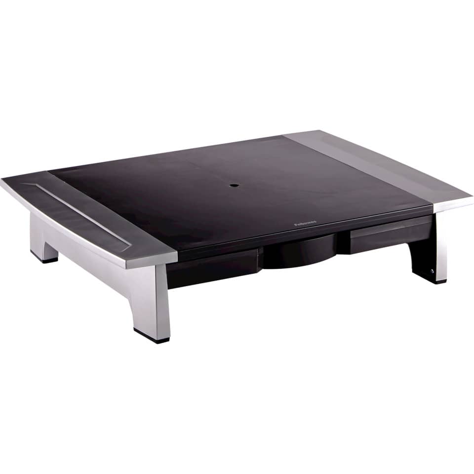 Low-Profile Esstisch, Glasoberfläche, Schwarzoberfläche, Silber Beine, Modernes Design