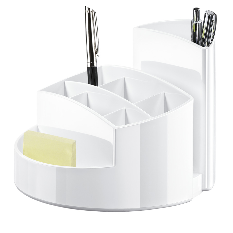 organizer, desk organizer, pen holder, white, sticky note pad