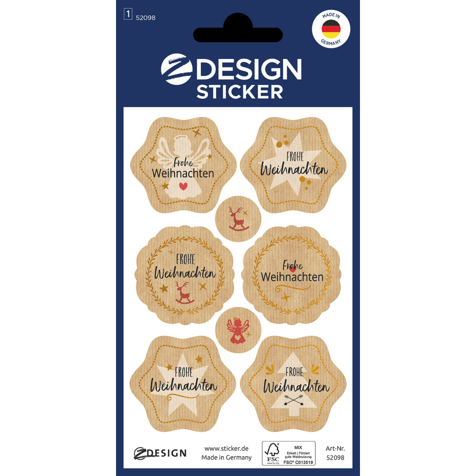 weihnachts sticker, runder stern, weihnachtskekse sticker, holzoptik sticker, design sticker