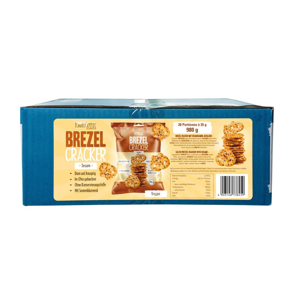Brezel, Cracker, Sesam, Vegan, Snack