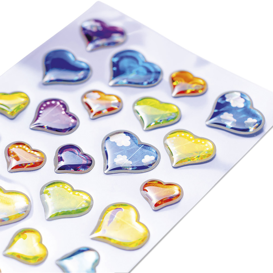 Herz-Aufkleber, Glitzerherzen, Acryl-Aufkleber, bunte Herzen, Deko-Sticker
